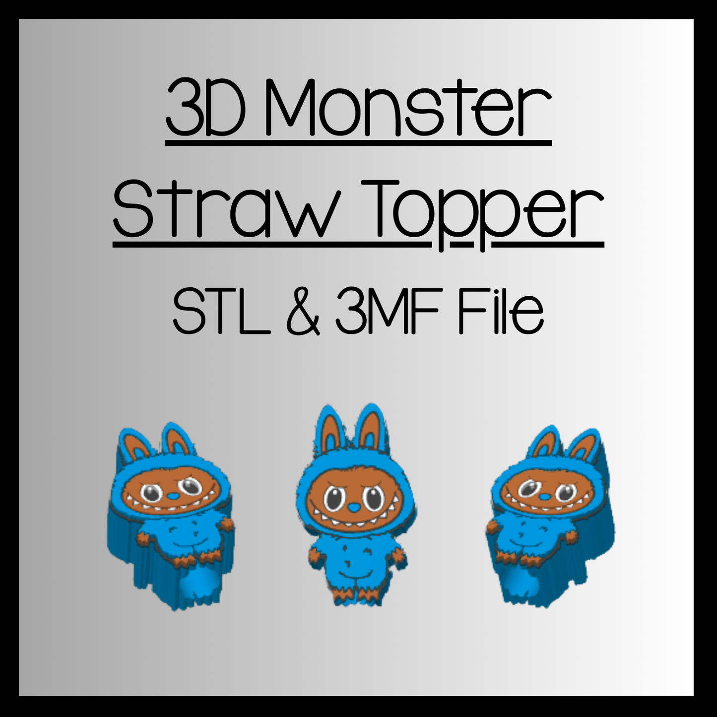 3D Printed Monster Straw Topper - STL & 3MF Files