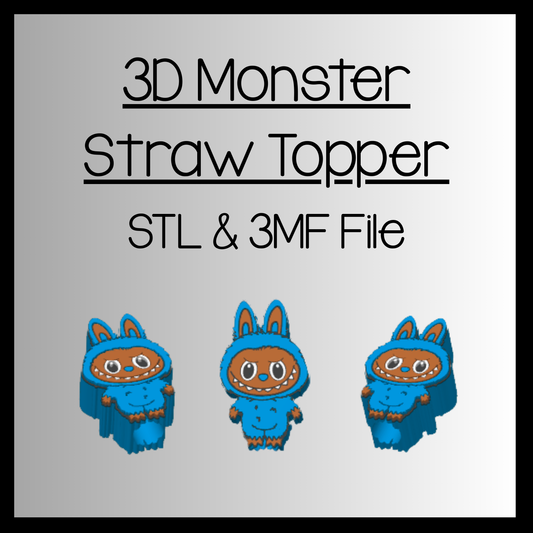 3D Printed Monster Straw Topper - STL & 3MF Files