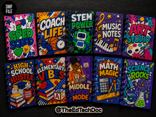 Educator 3D Discbound Notebook Cover Bundle — 10 Digital 3MF Files
