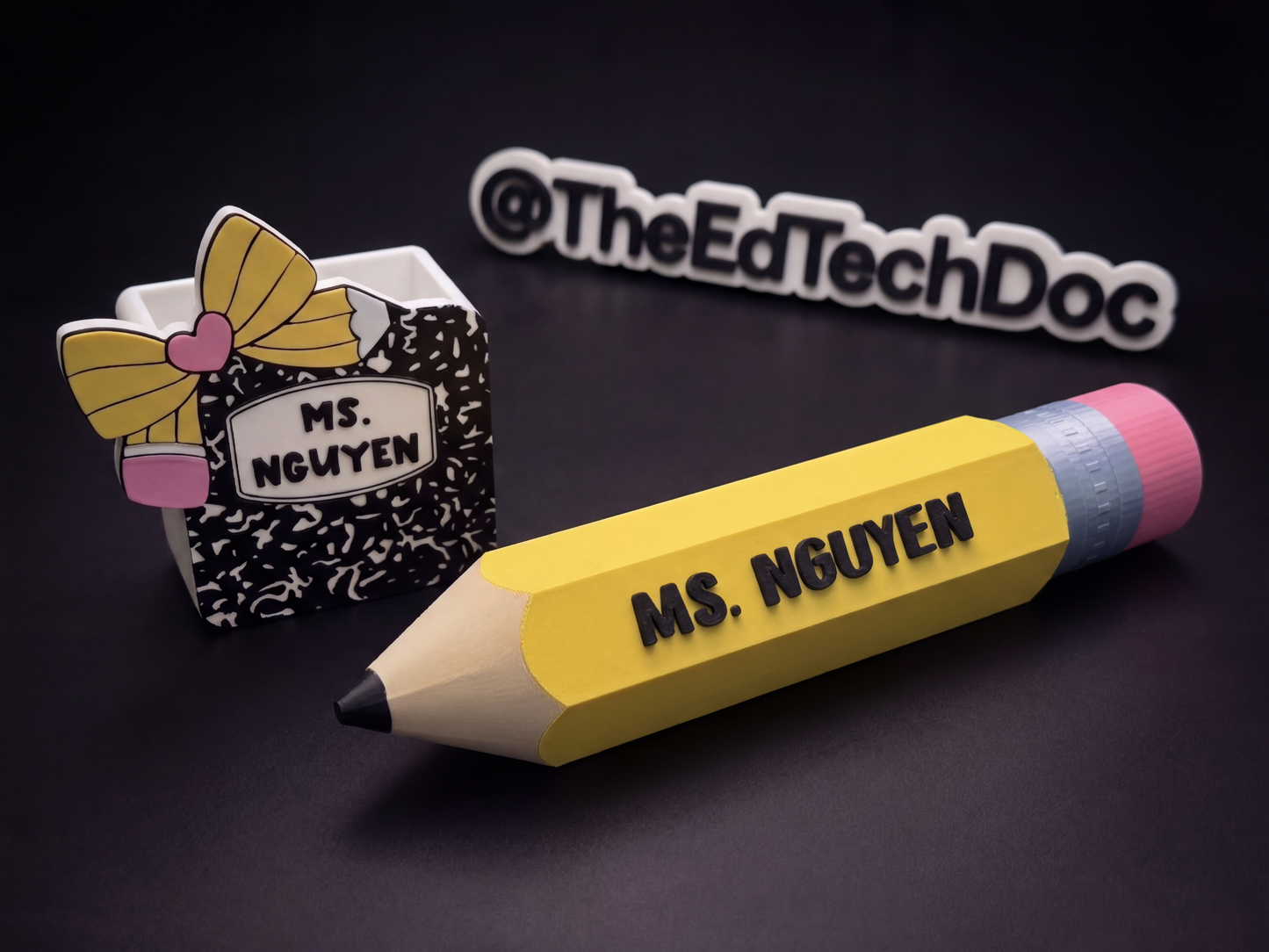 Custom 3D Printed Teacher Desk Set | Jumbo Pencil and Pencil Holder